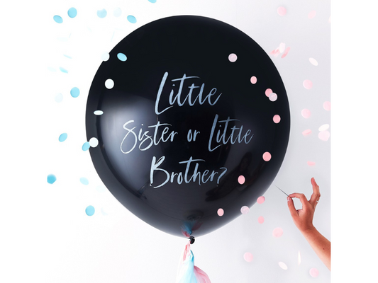 Ballong svart ”Little Sister or Little Brother?”